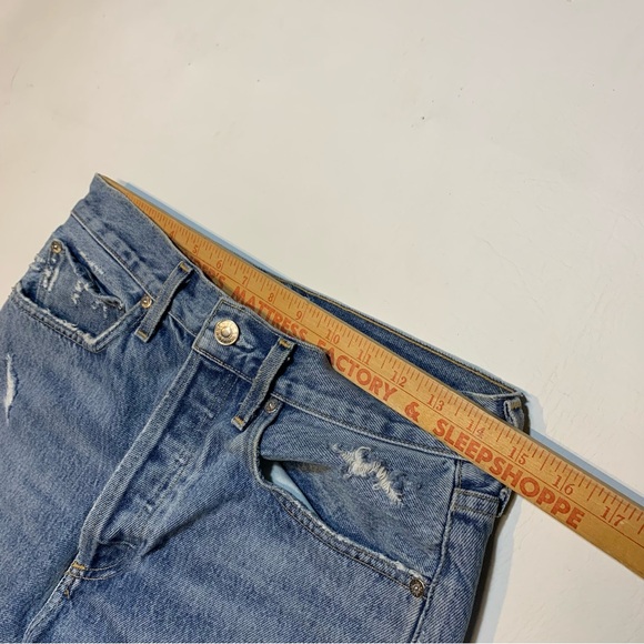 AGOLDE 90s Loose Mid Rise Straight Denim Jeans Women 27 Distressed Button Fly - Picture 8 of 13